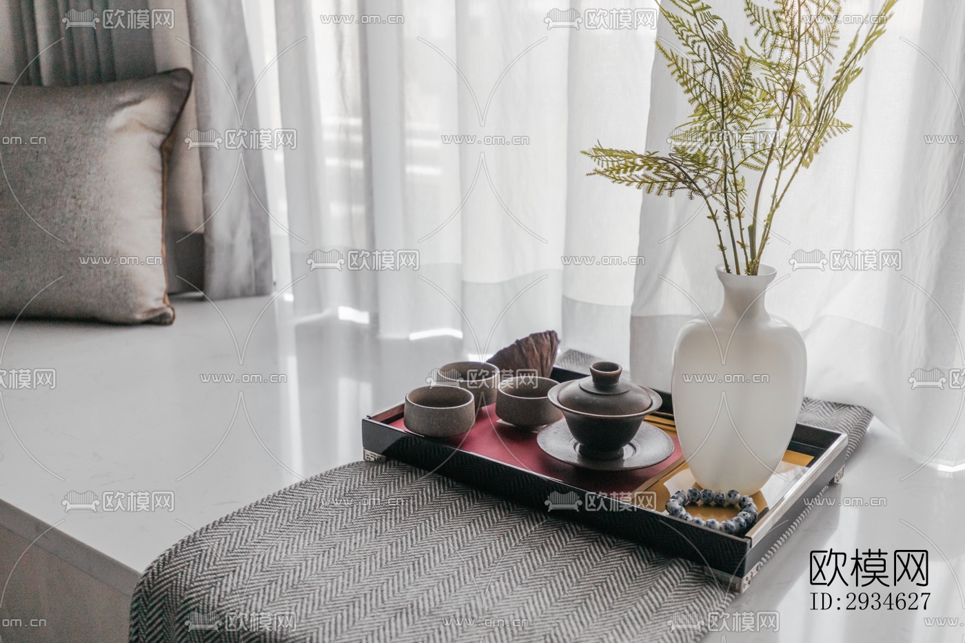 新中式平层效果图下载（渲染图13）