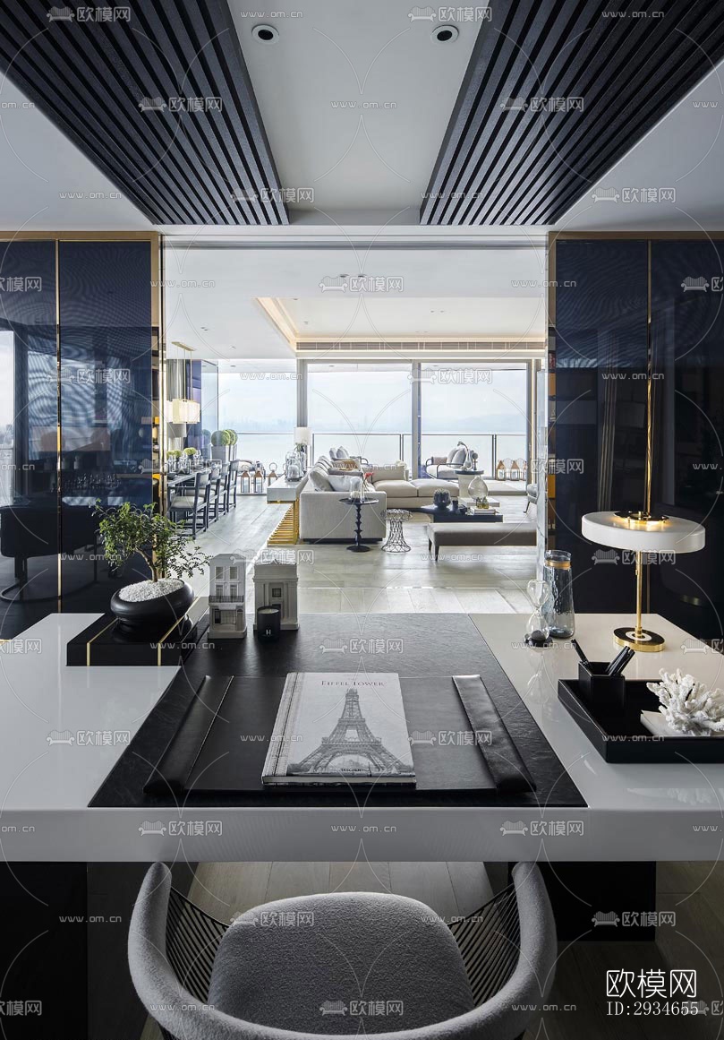 新中式平层效果图下载（渲染图10）