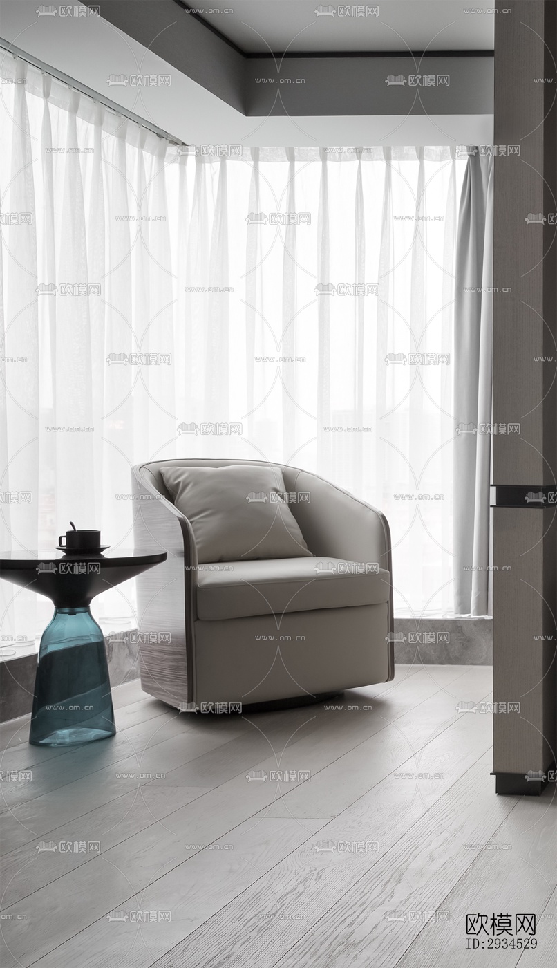 新中式平层效果图下载（渲染图12）