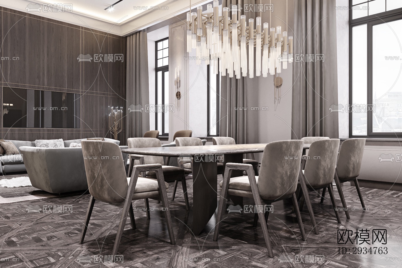 现代平层效果图下载（渲染图8）