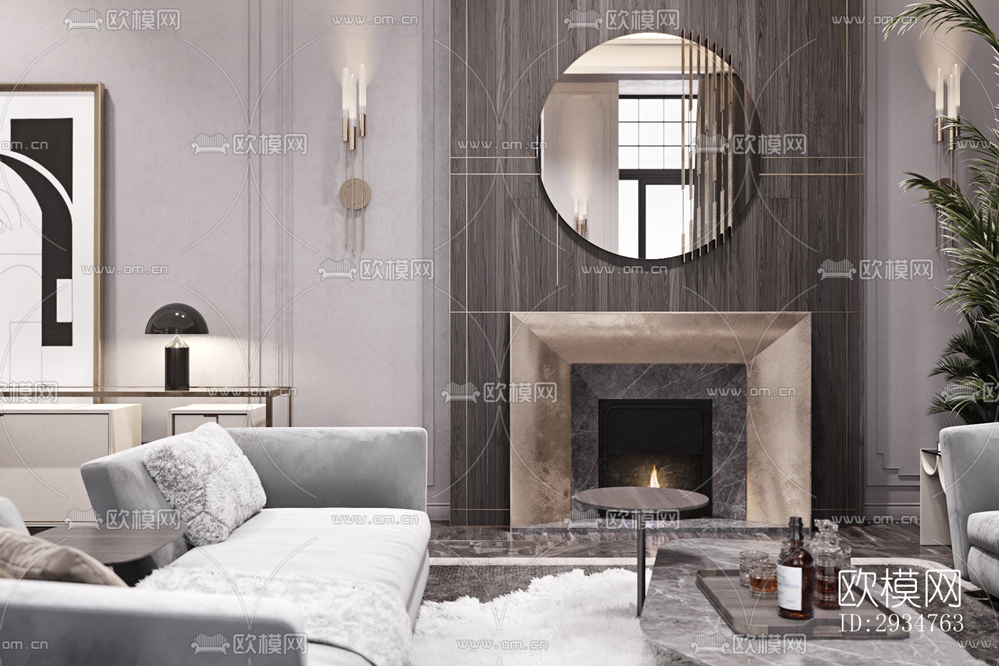 现代平层效果图下载（渲染图9）