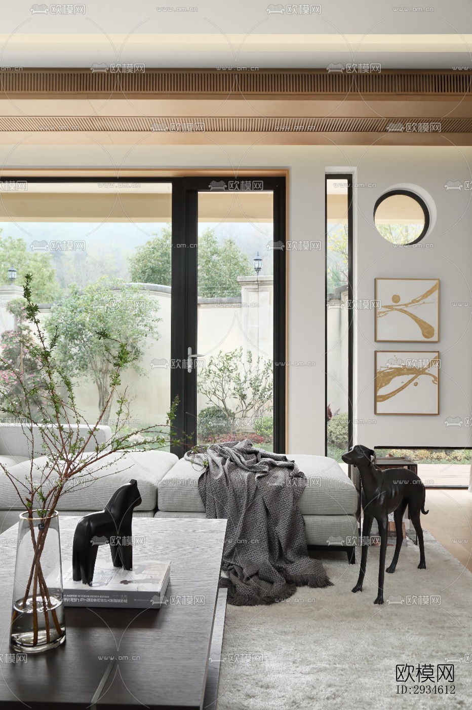 新中式平层效果图下载（渲染图14）