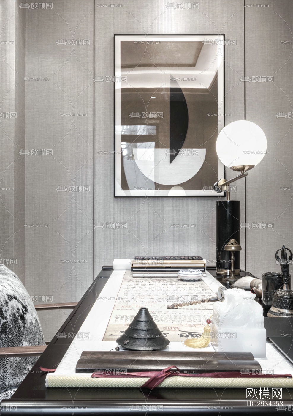 新中式平层效果图下载（渲染图15）