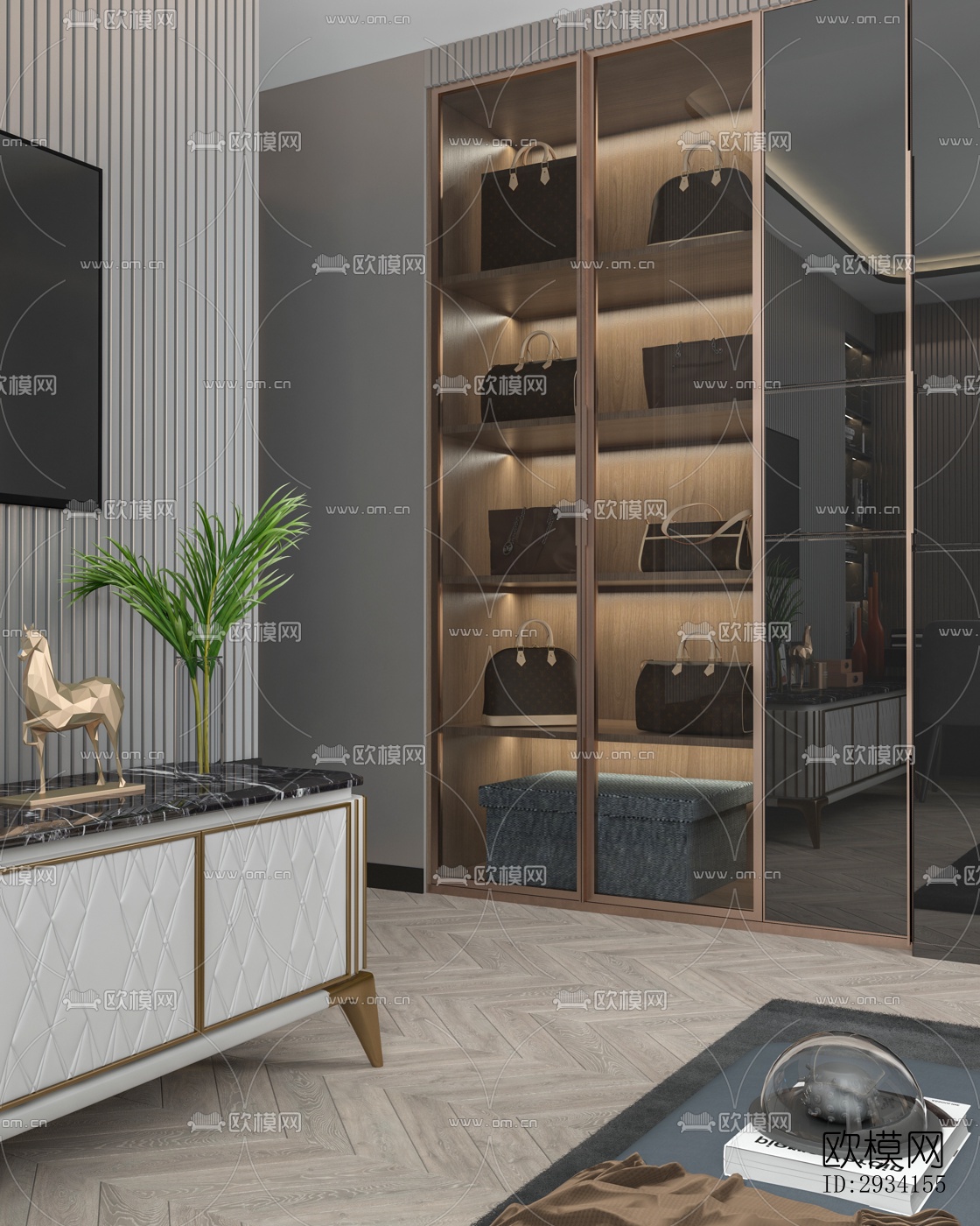 高级灰别墅效果图下载（渲染图11）