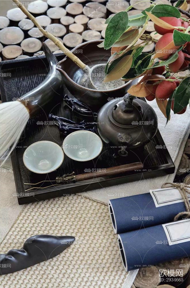 新中式平层效果图下载（渲染图1）