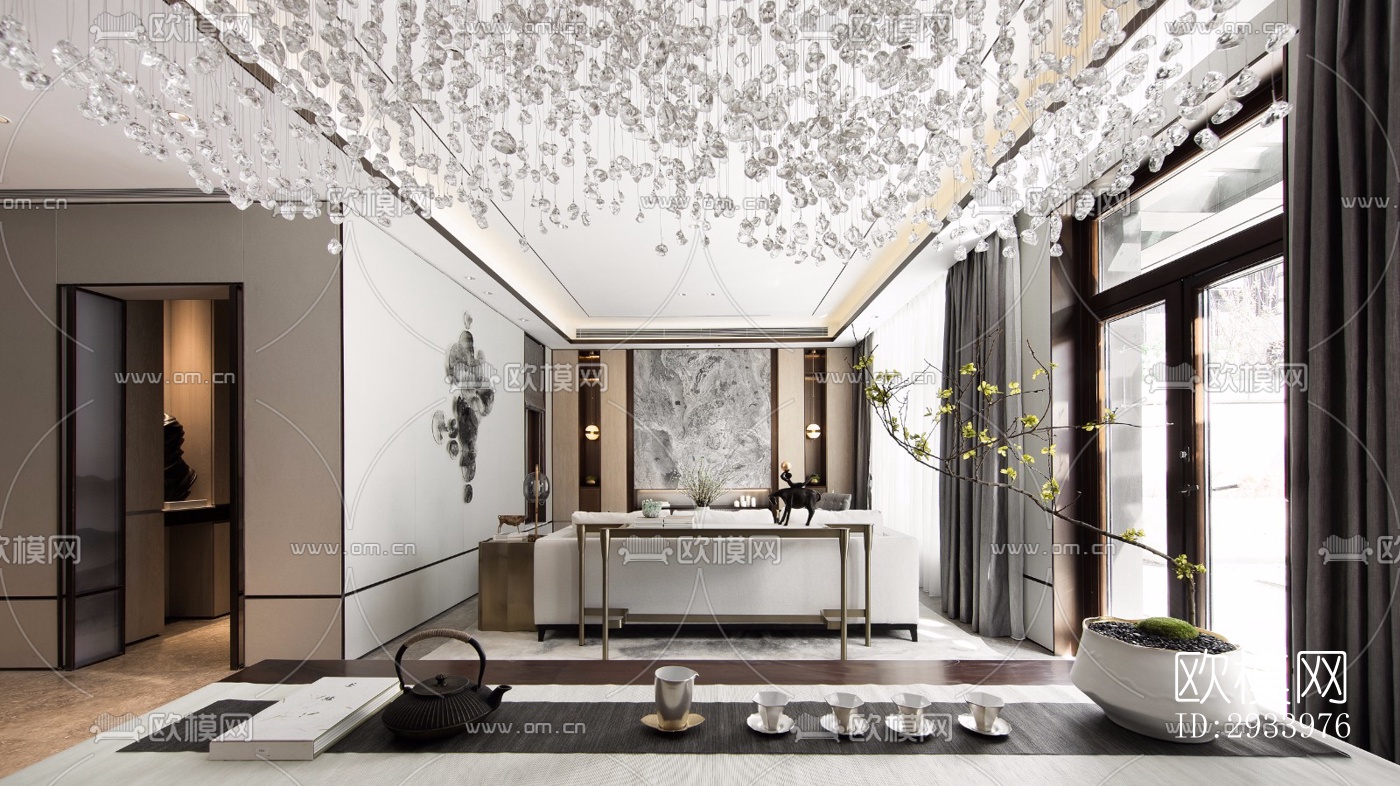 新中式别墅效果图下载（渲染图3）