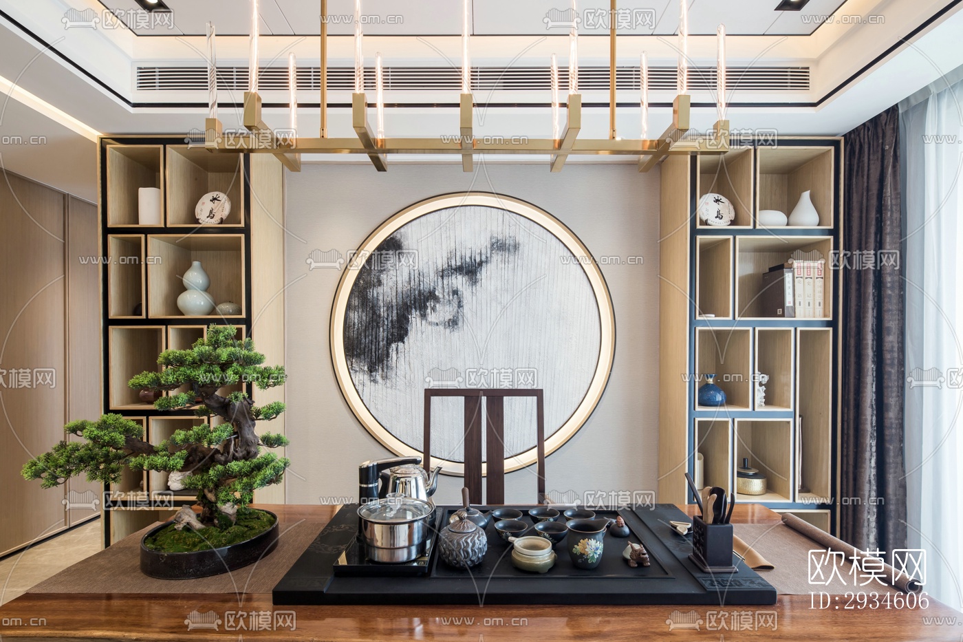 新中式平层效果图下载（渲染图10）