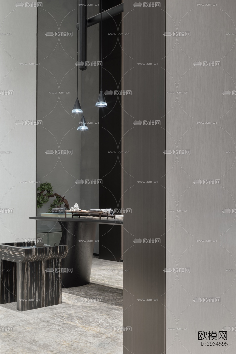 新中式平层效果图下载（渲染图1）