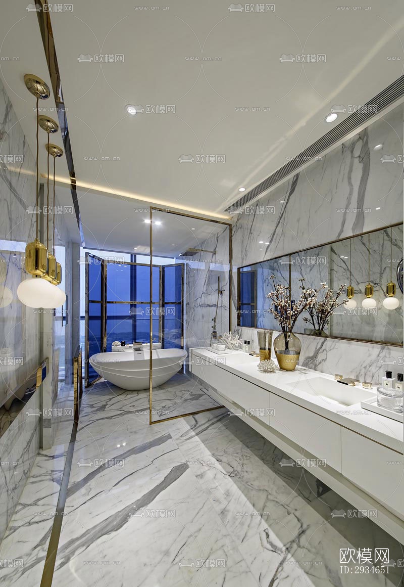 新中式平层效果图下载（渲染图14）