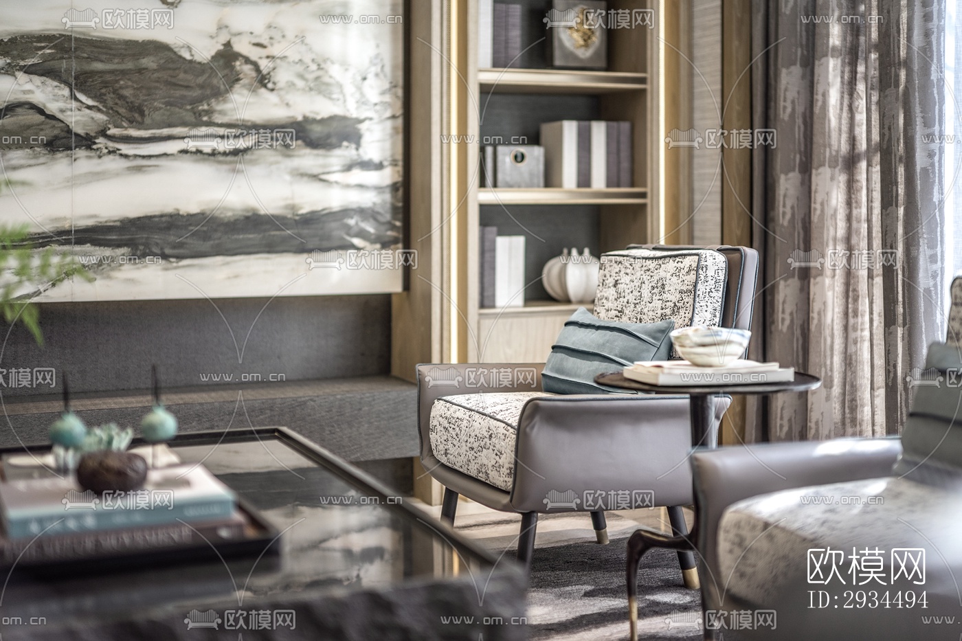 新中式平层效果图下载（渲染图16）