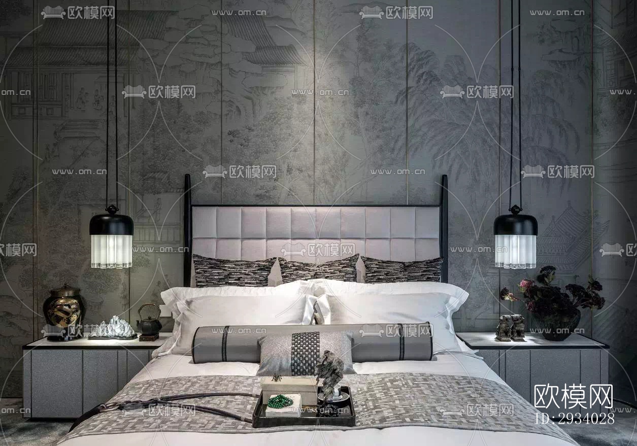 新中式别墅效果图下载（渲染图8）