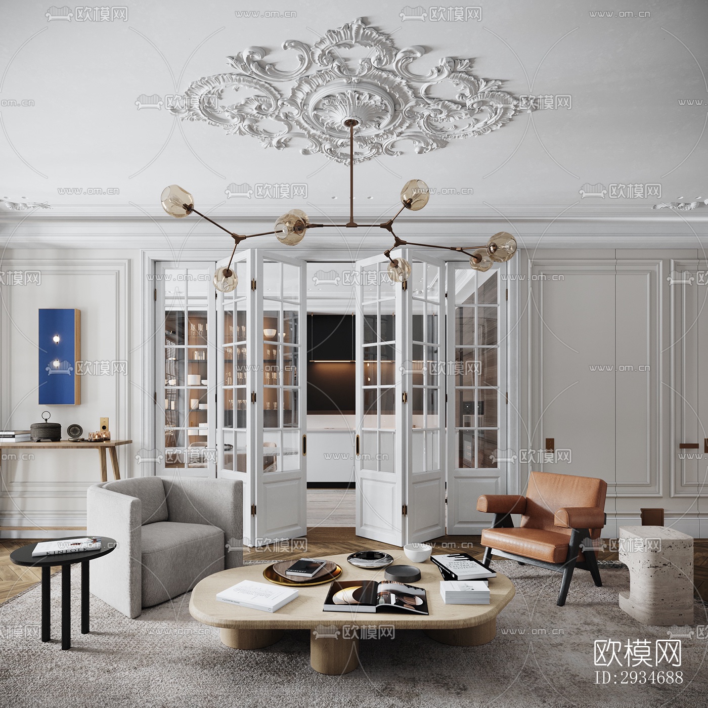 欧式平层效果图下载（渲染图13）