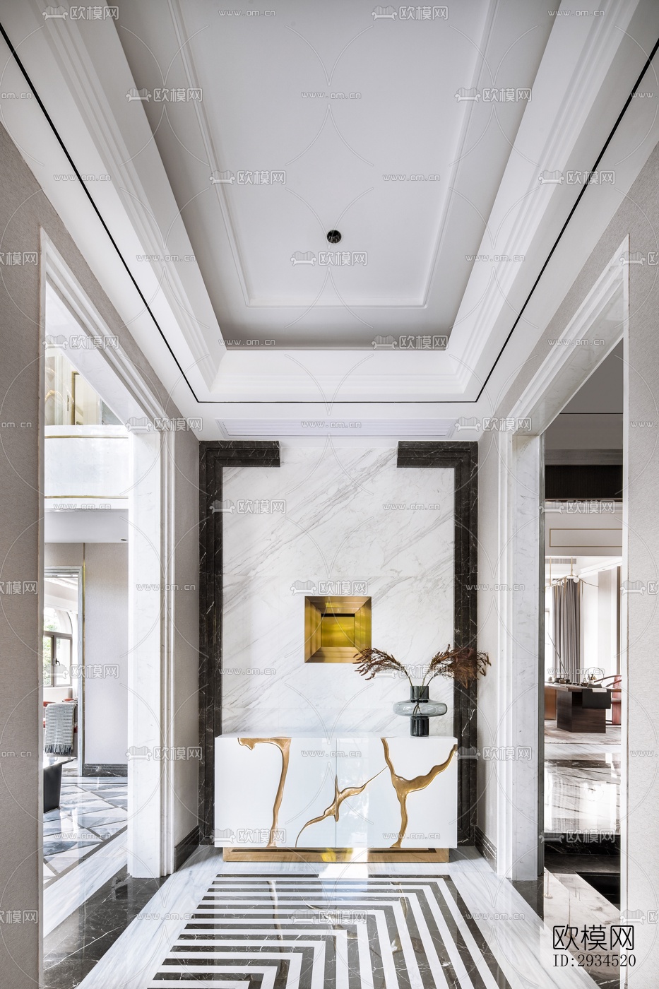 新中式平层效果图下载（渲染图7）