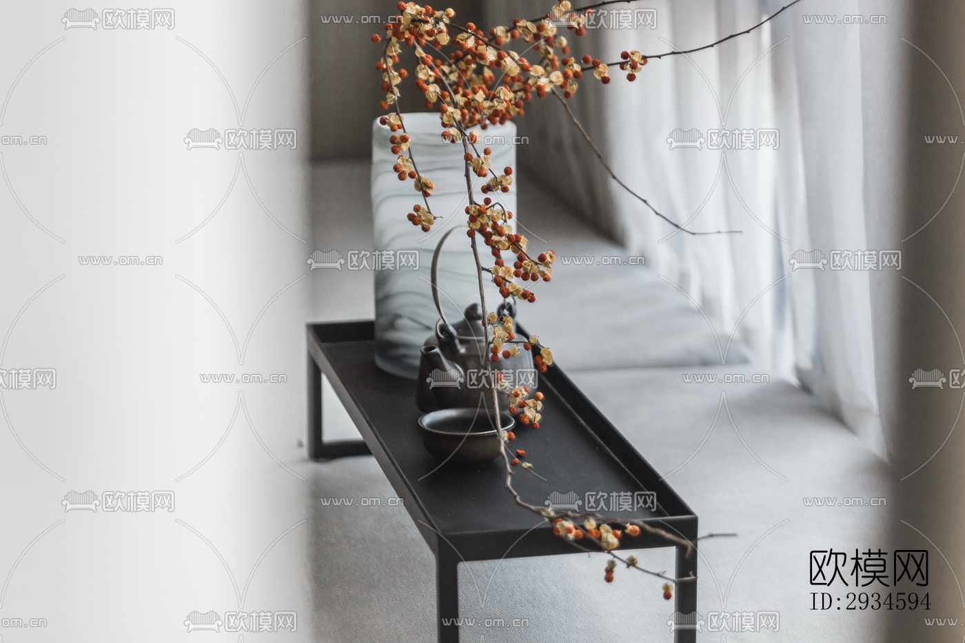 新中式平层效果图下载（渲染图7）