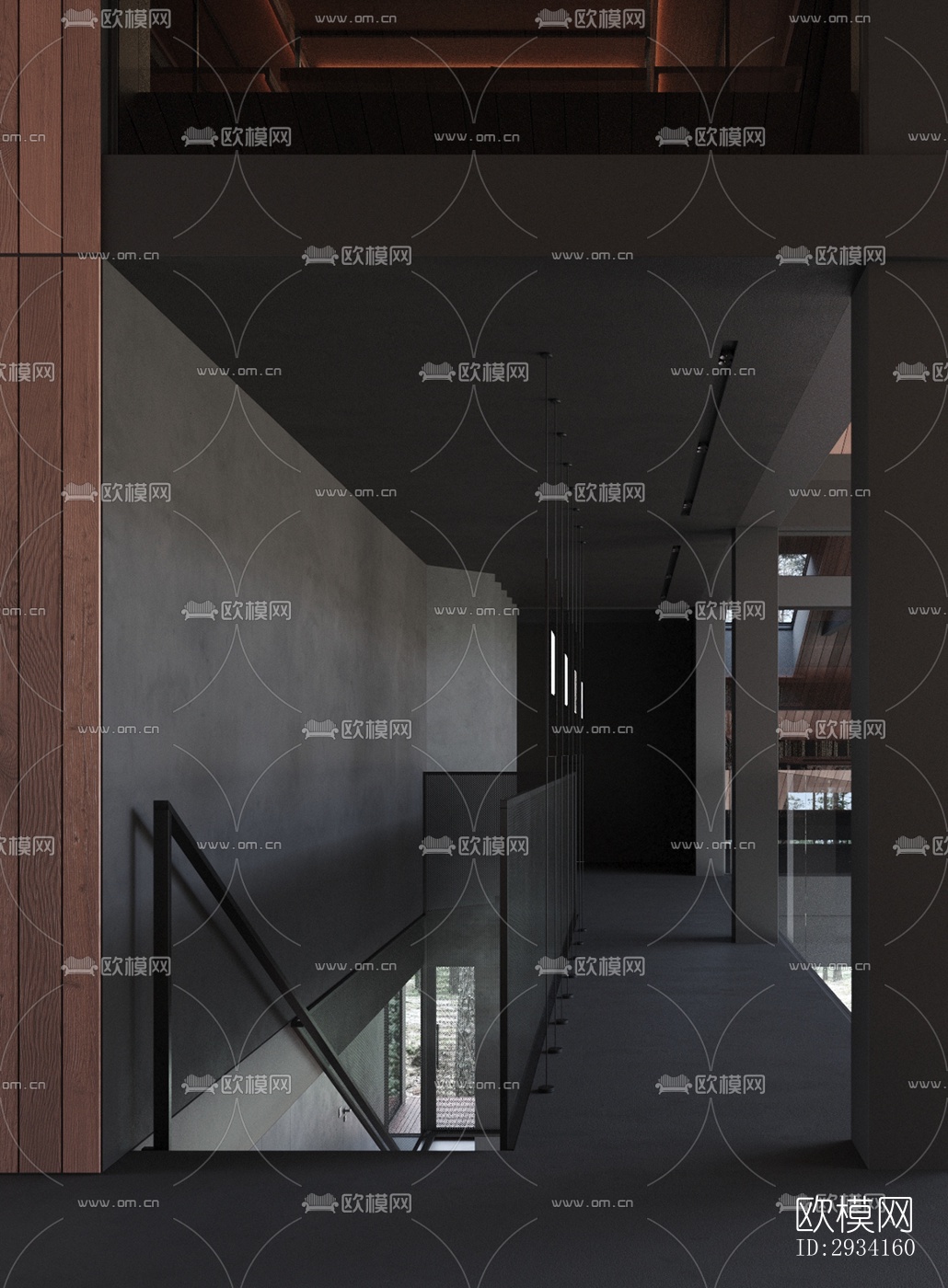 高级灰别墅效果图下载（渲染图1）