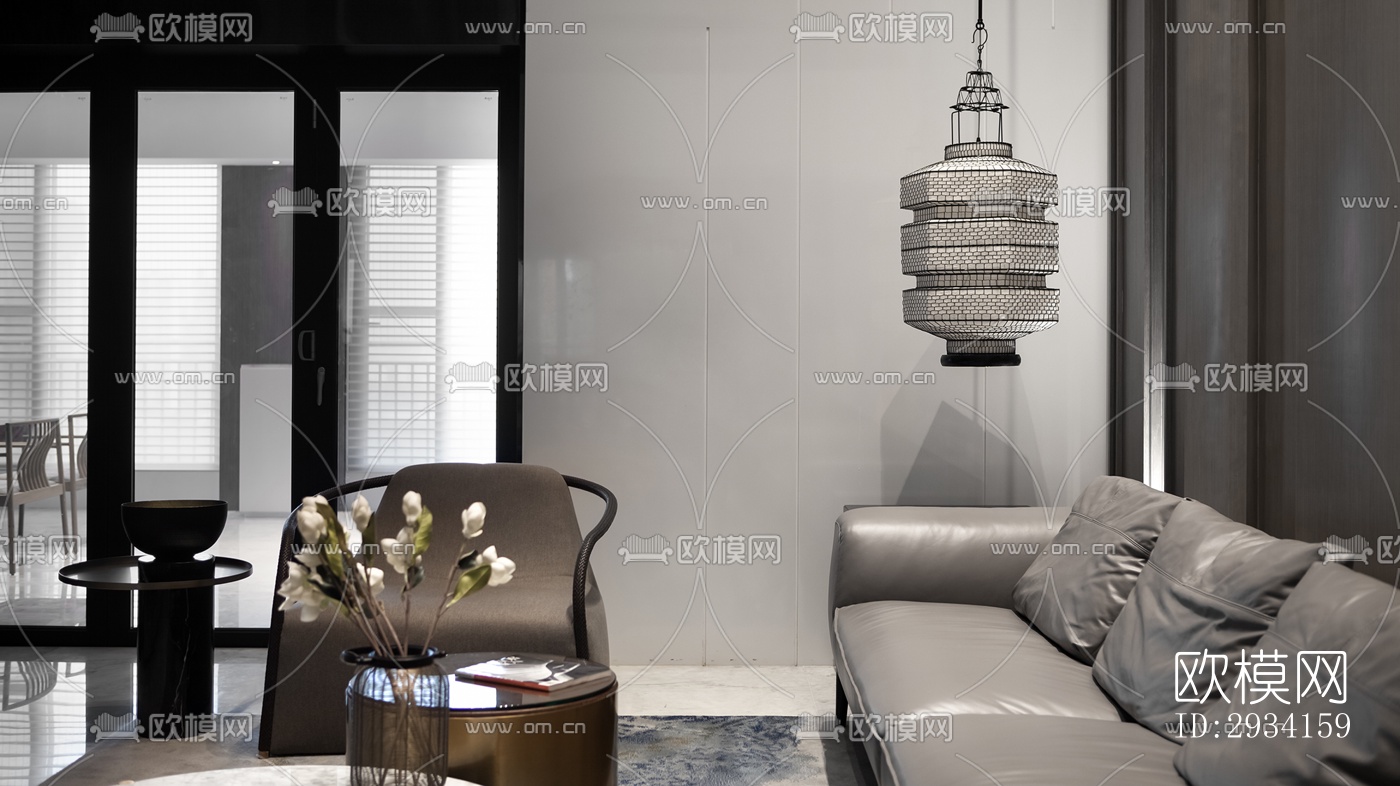 高级灰别墅效果图下载（渲染图12）