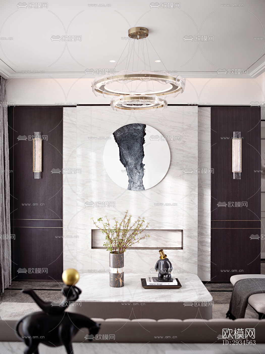 新中式平层效果图下载（渲染图15）