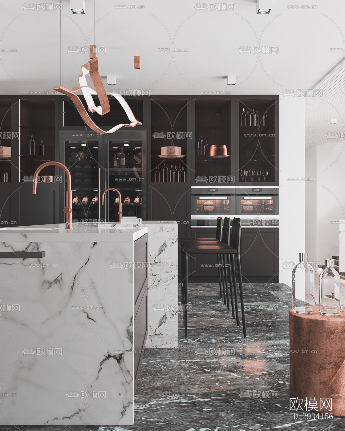 高级灰别墅效果图下载（渲染图2）