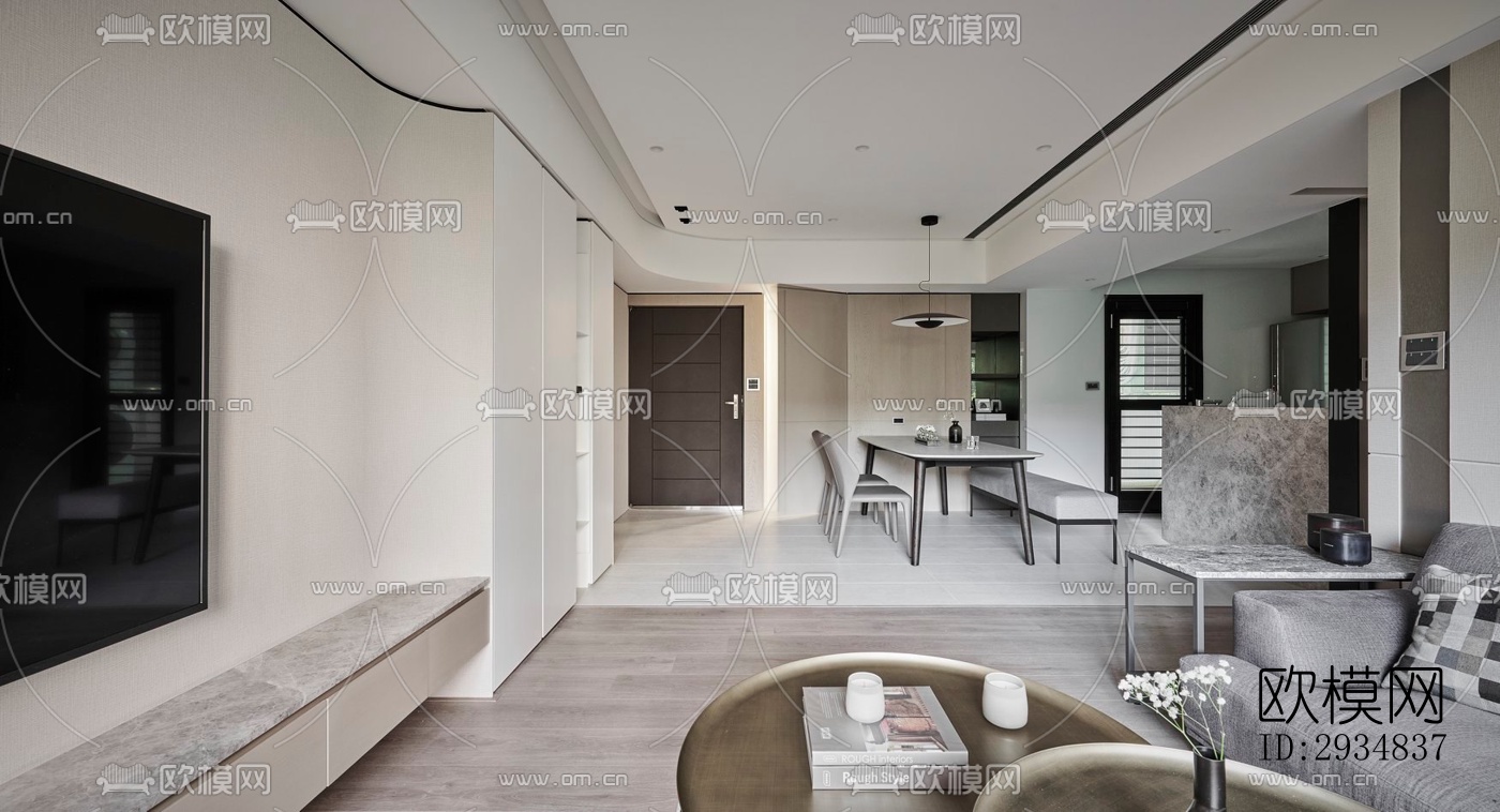 现代平层效果图下载（渲染图2）