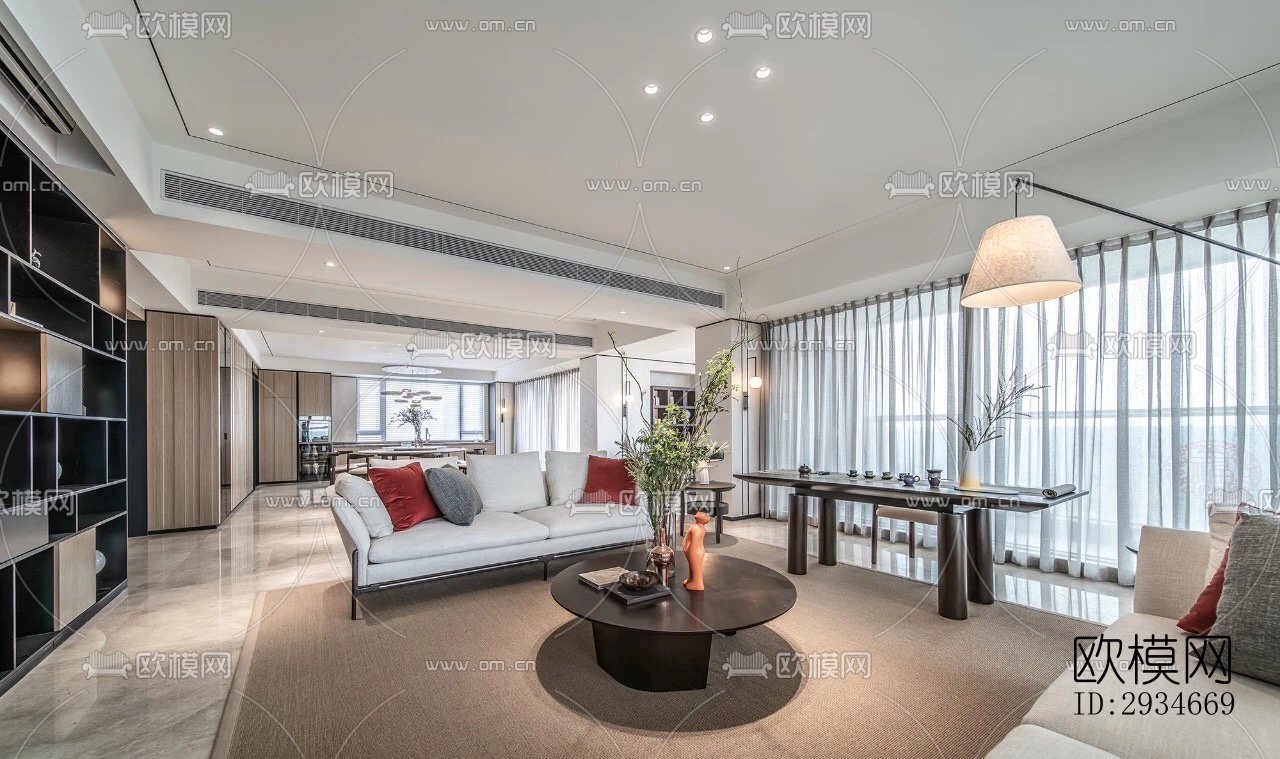 新中式平层效果图下载（渲染图16）