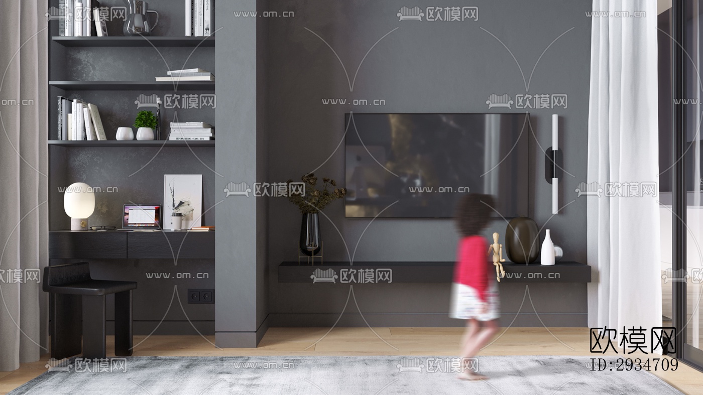 现代平层效果图下载（渲染图3）