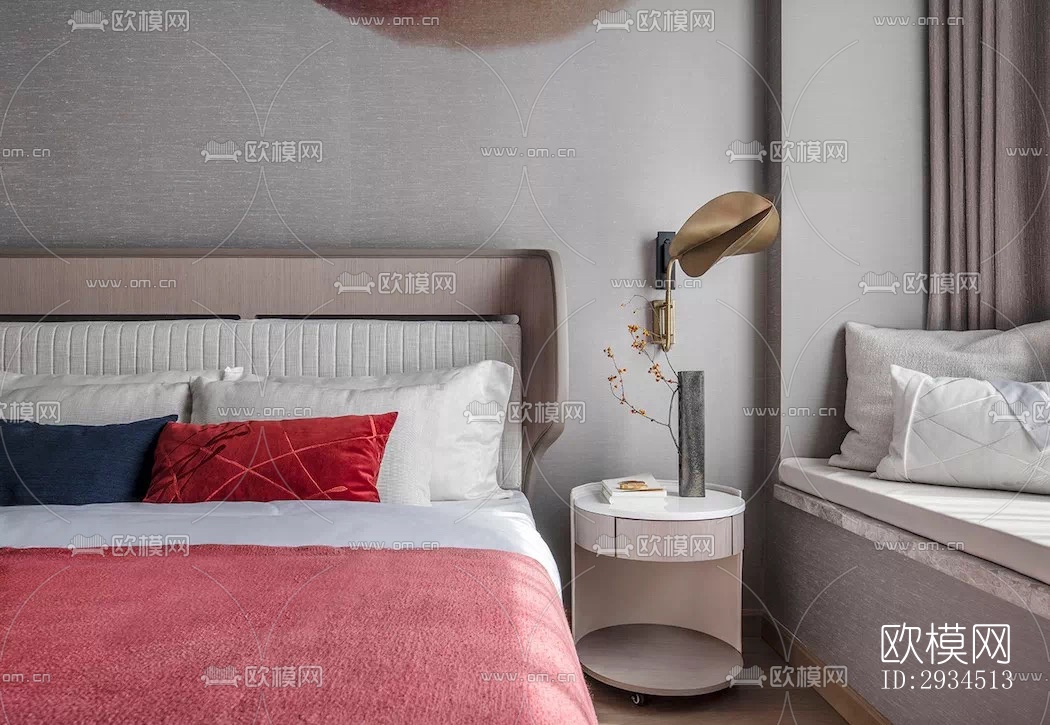 新中式平层效果图下载（渲染图4）