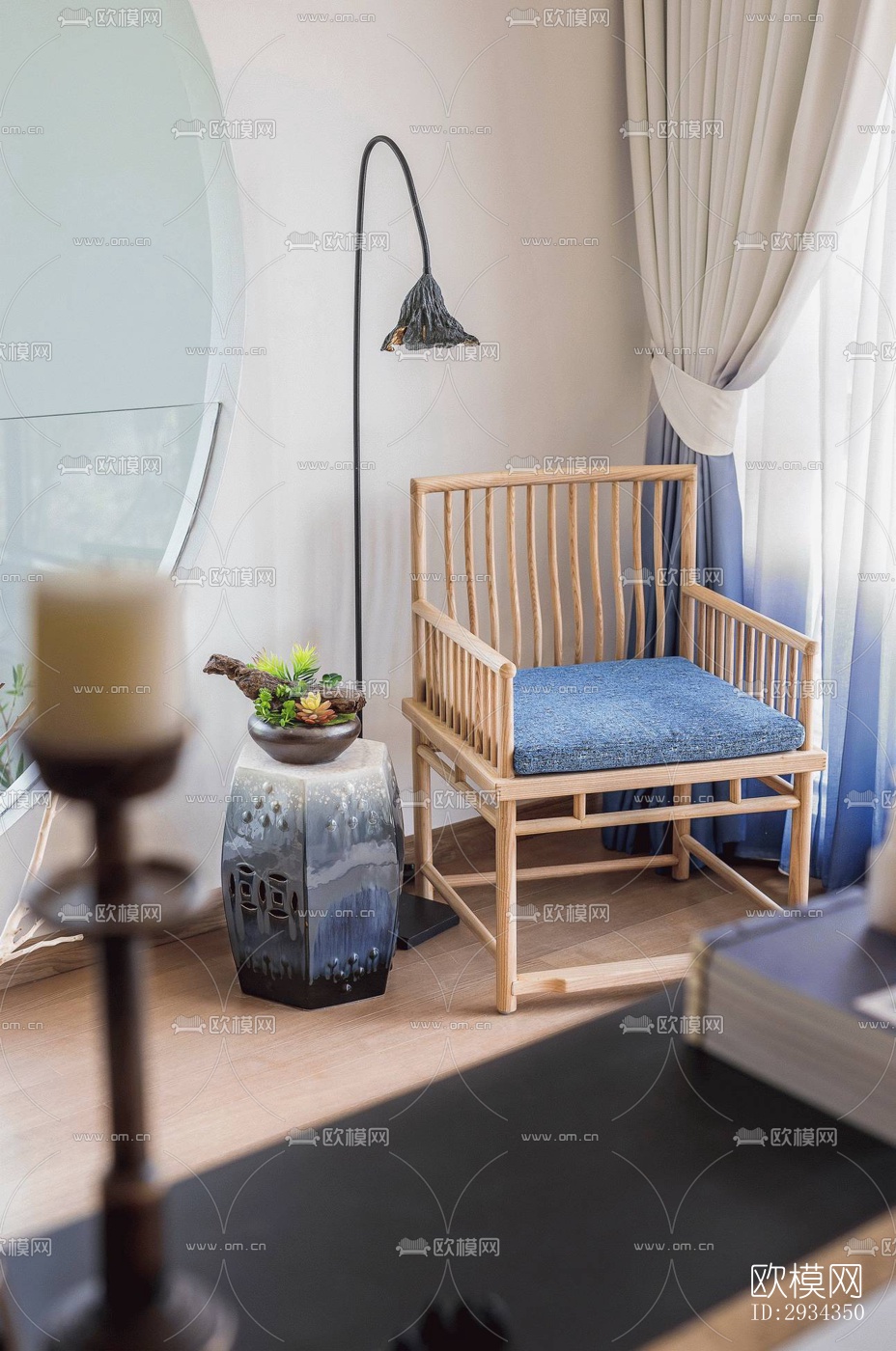 中式平层效果图下载（渲染图1）