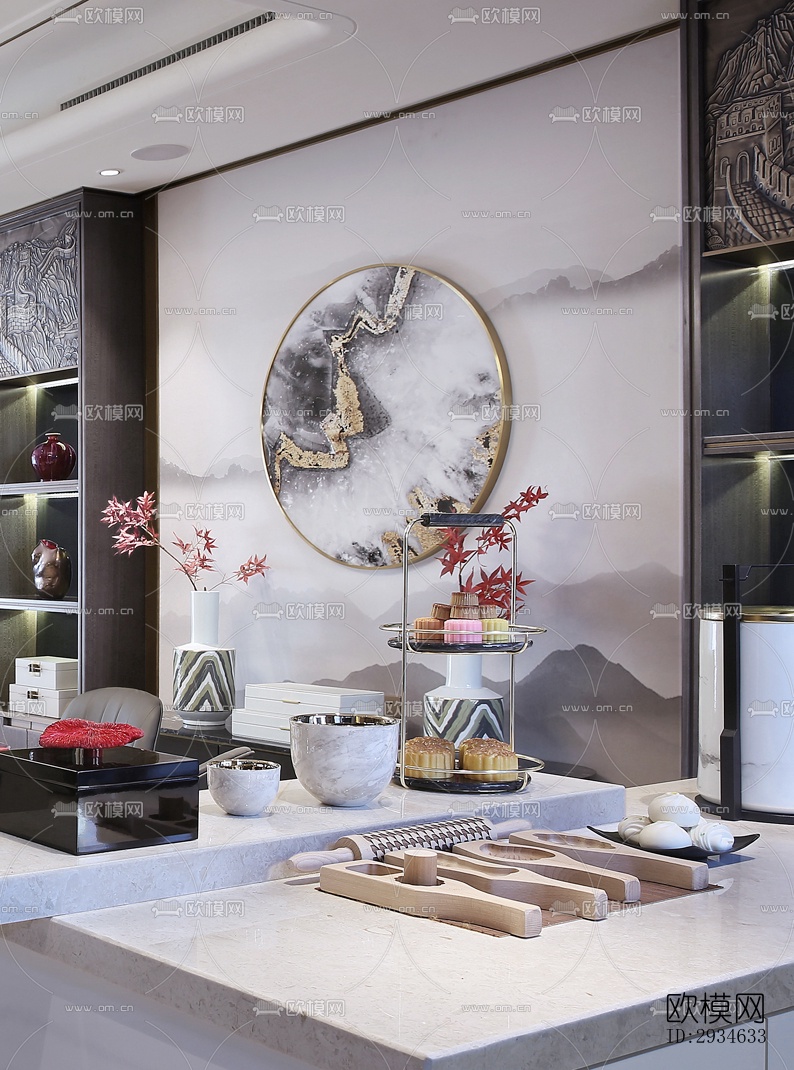 新中式平层效果图下载（渲染图10）