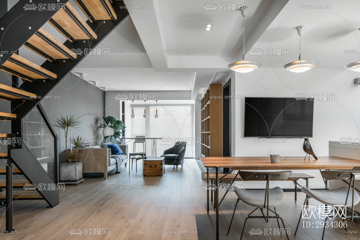 现代复式效果图下载（渲染图3）