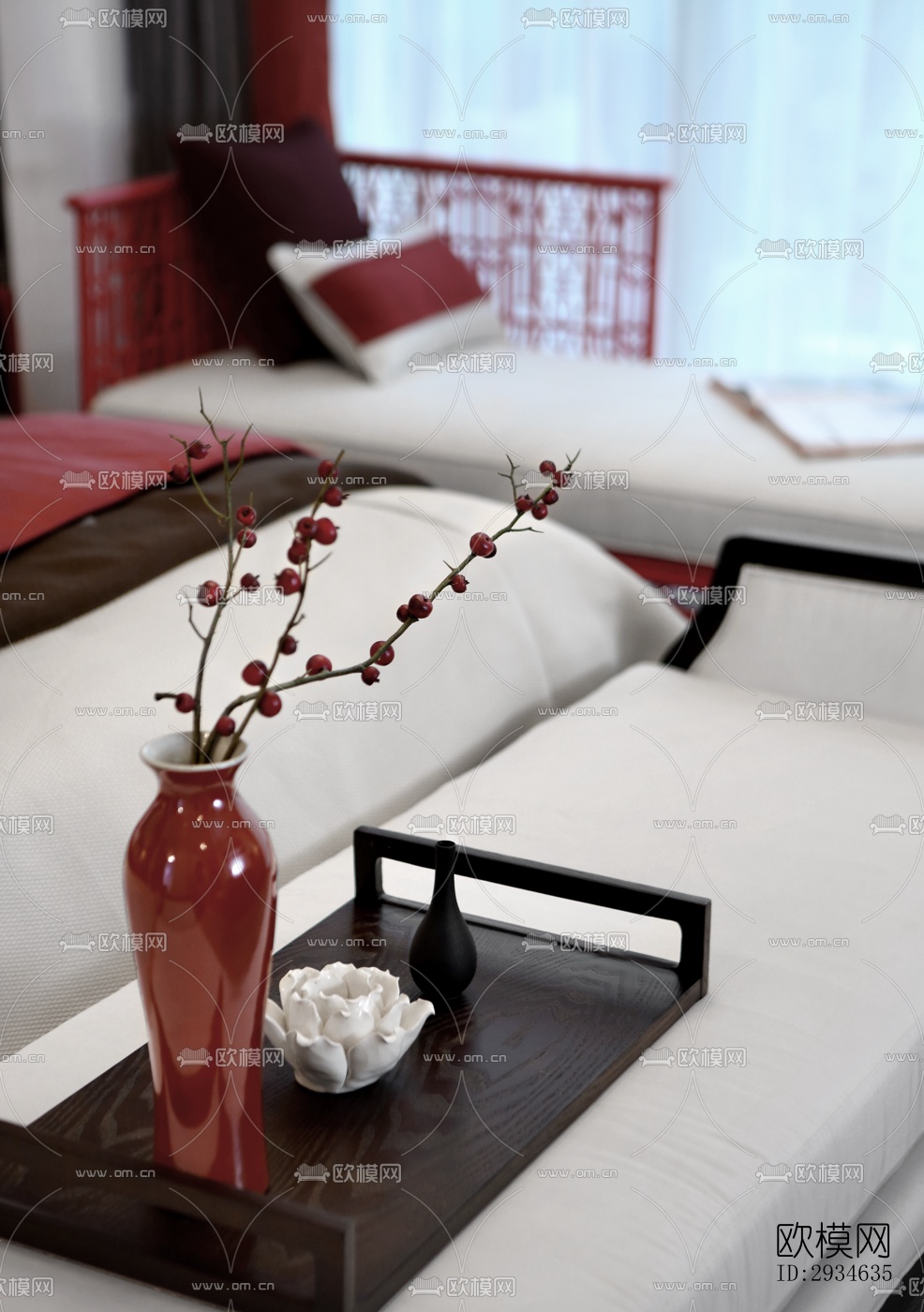 新中式平层效果图下载（渲染图6）