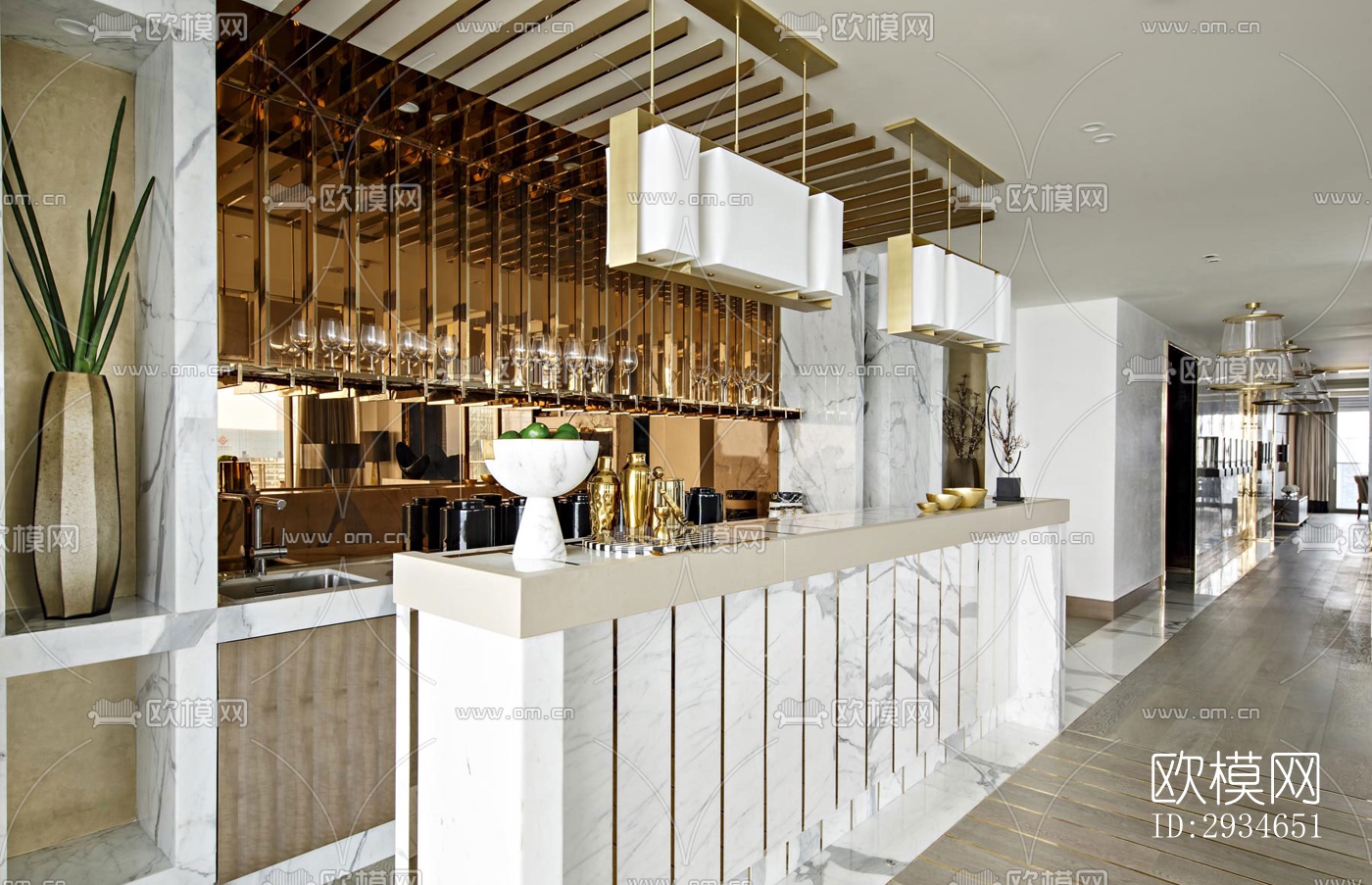 新中式平层效果图下载（渲染图1）