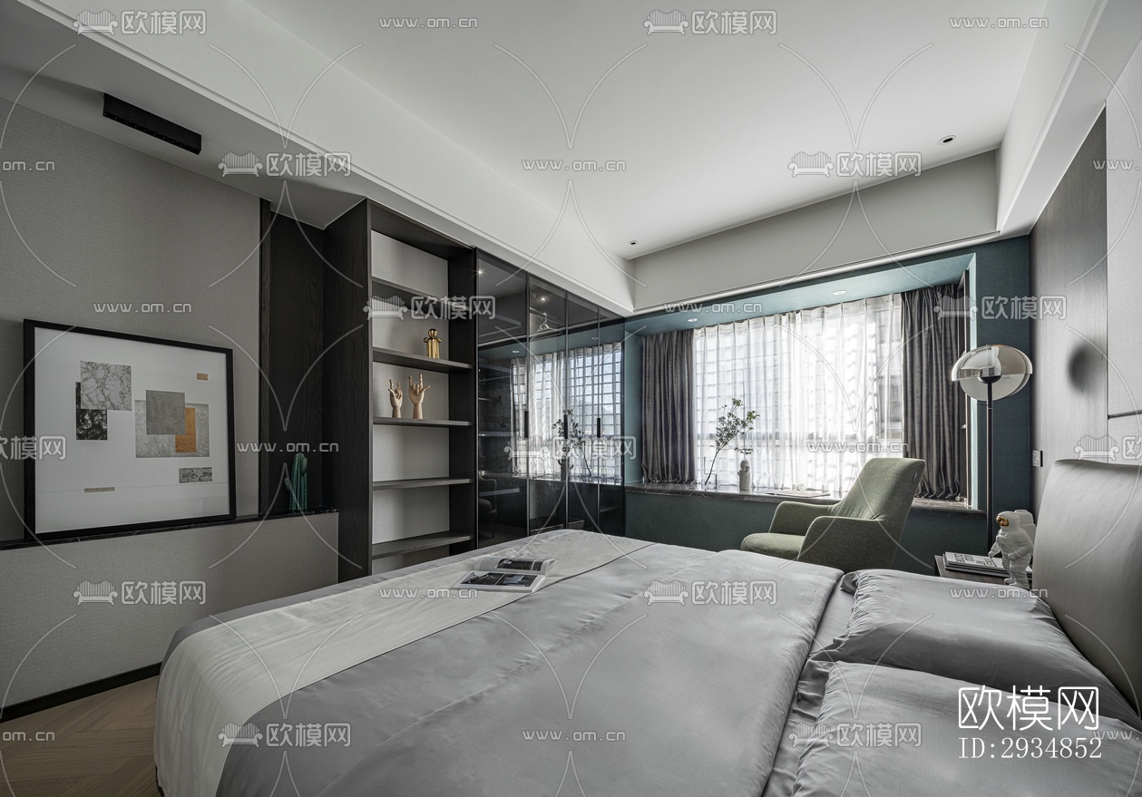 现代平层效果图下载（渲染图7）