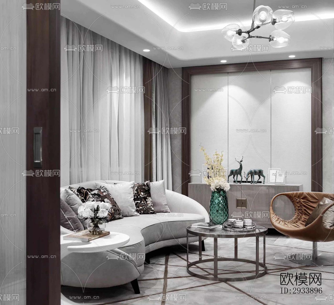 新中式别墅效果图下载（渲染图3）