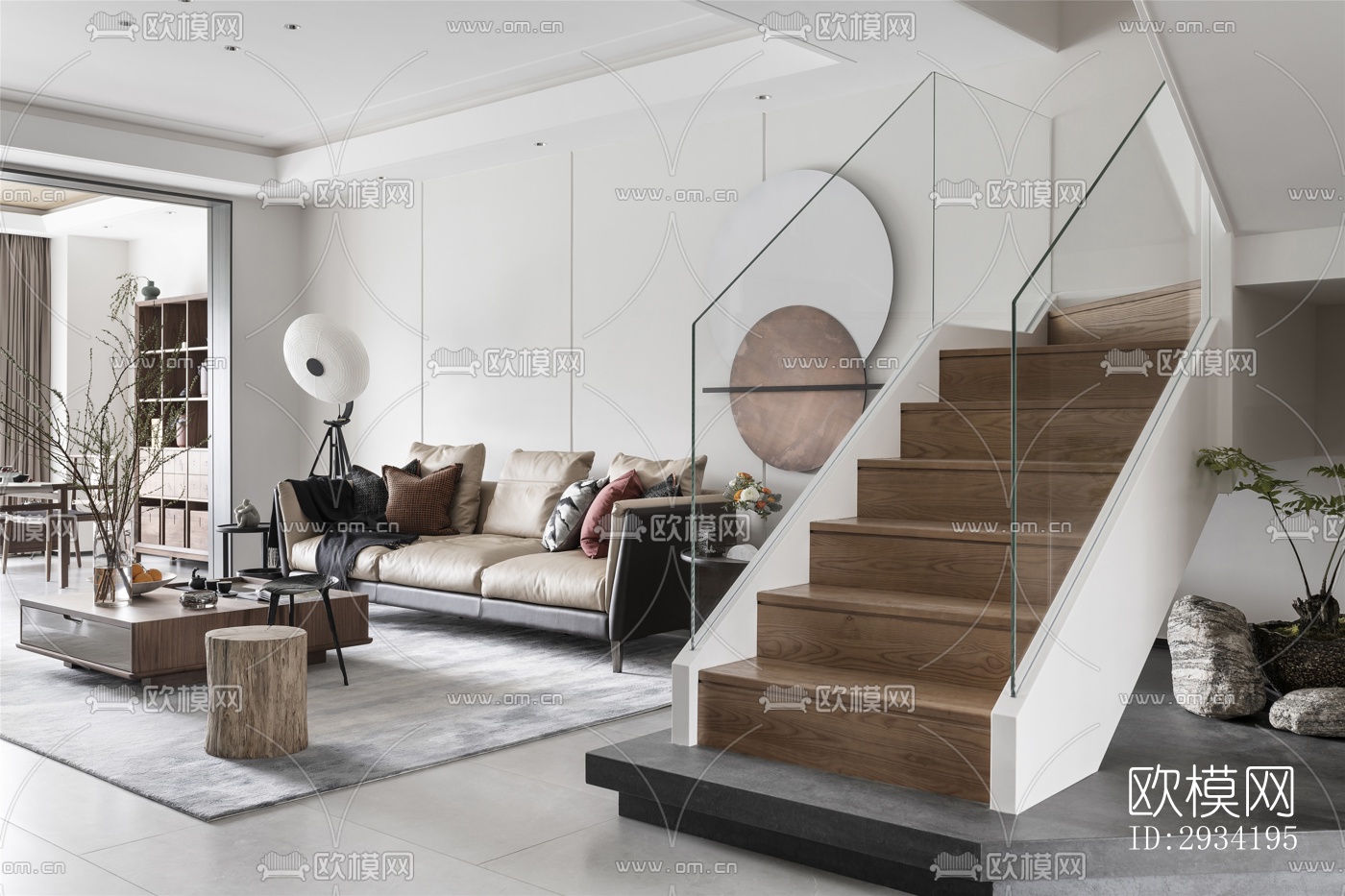 新中式复式效果图下载（渲染图4）