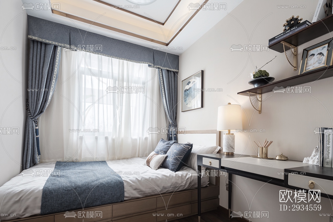 新中式平层效果图下载（渲染图10）