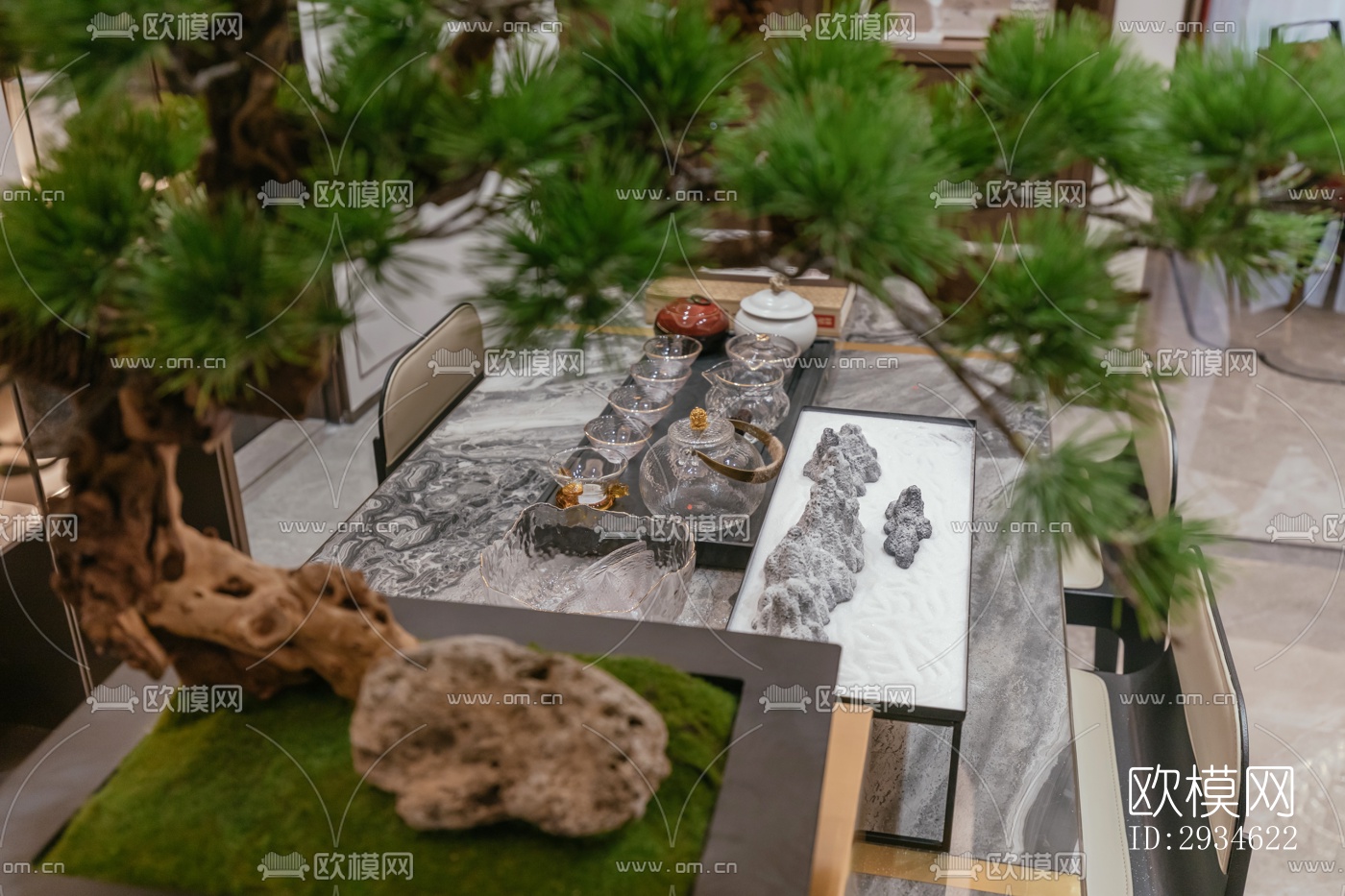 新中式平层效果图下载（渲染图13）