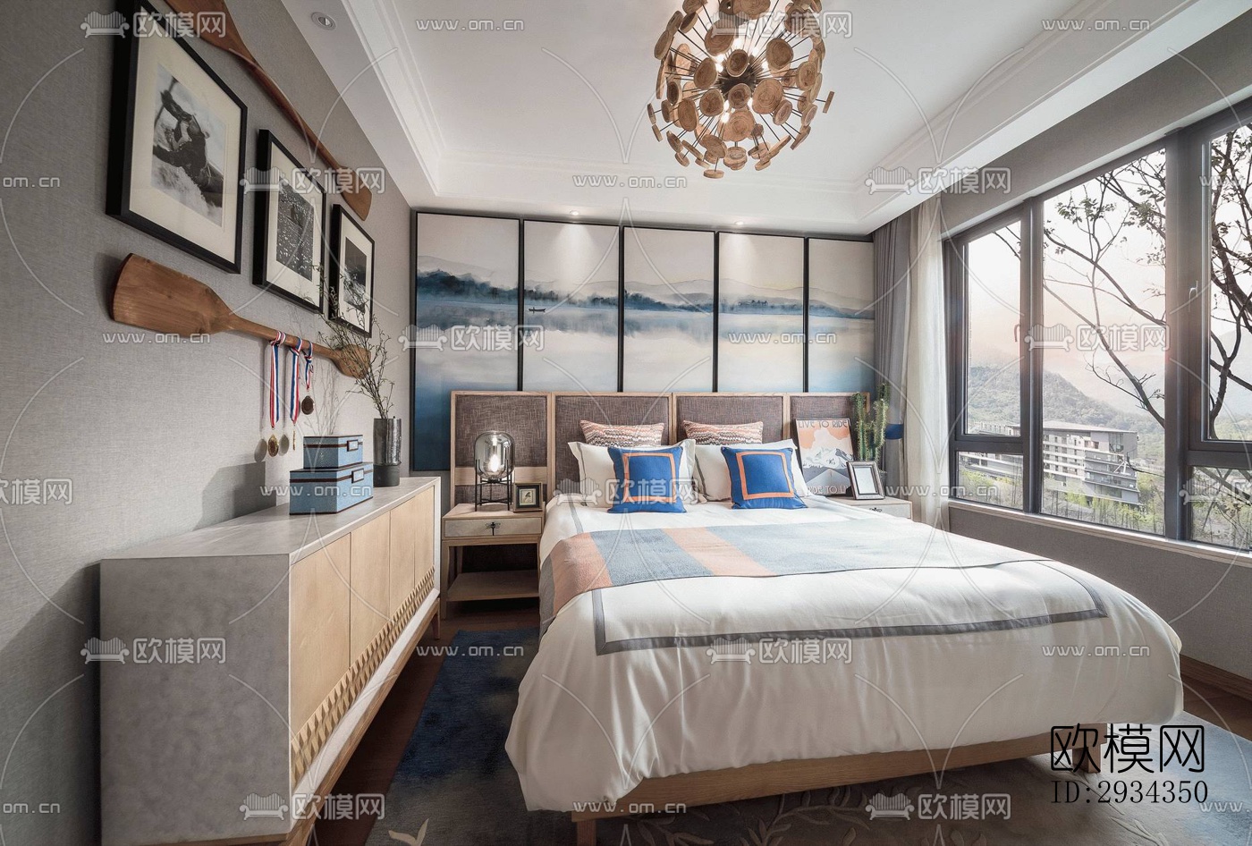 中式平层效果图下载（渲染图11）