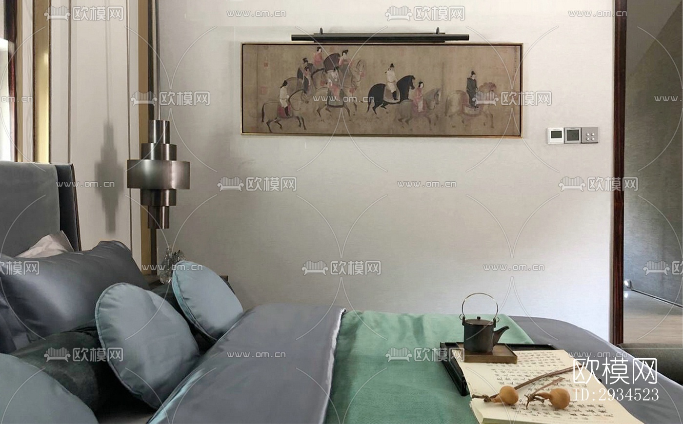 新中式平层效果图下载（渲染图11）