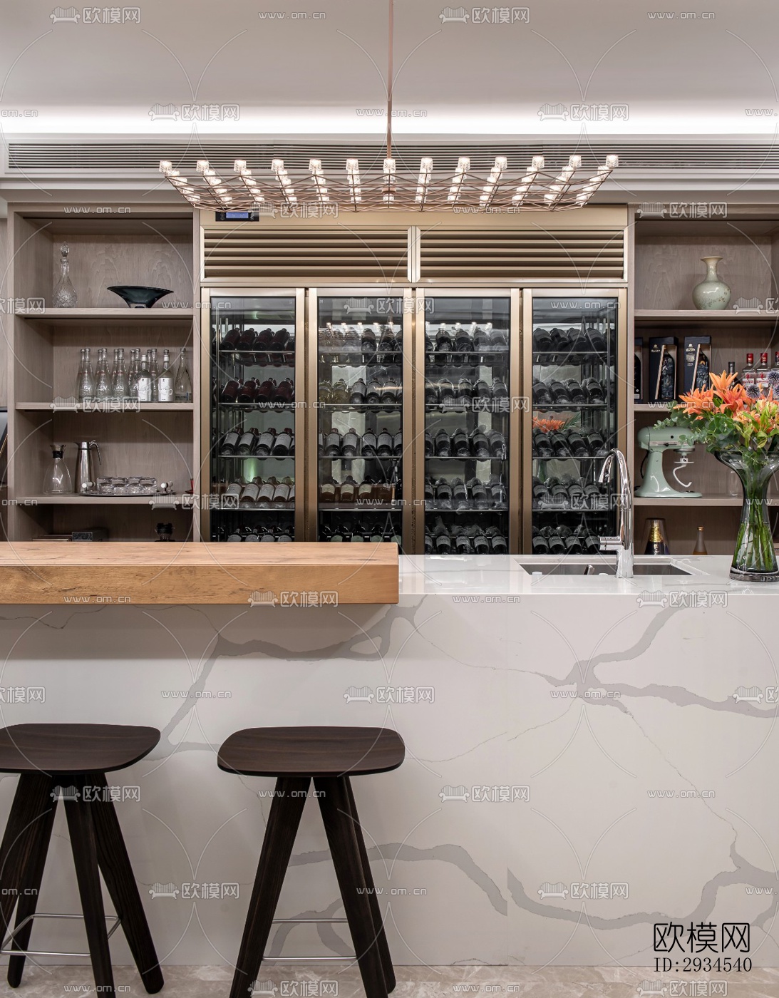 新中式平层效果图下载（渲染图16）