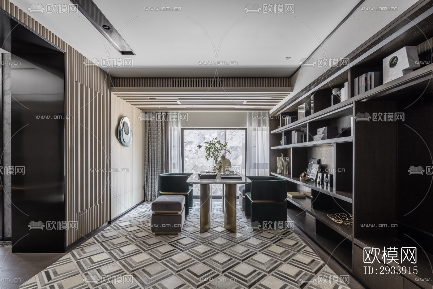 新中式别墅效果图下载（渲染图5）