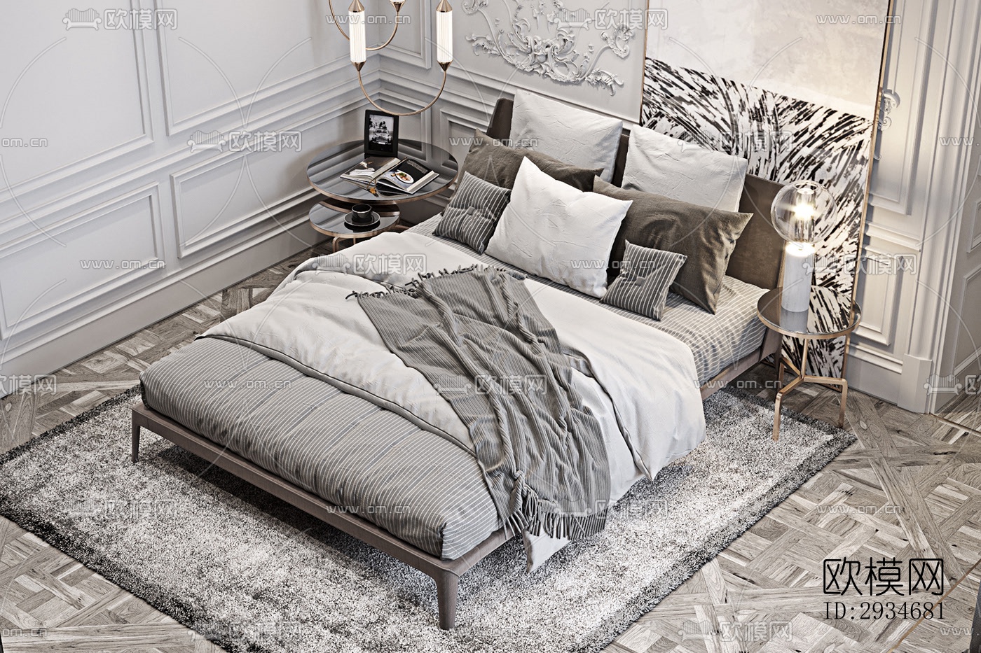 欧式平层效果图下载（渲染图3）