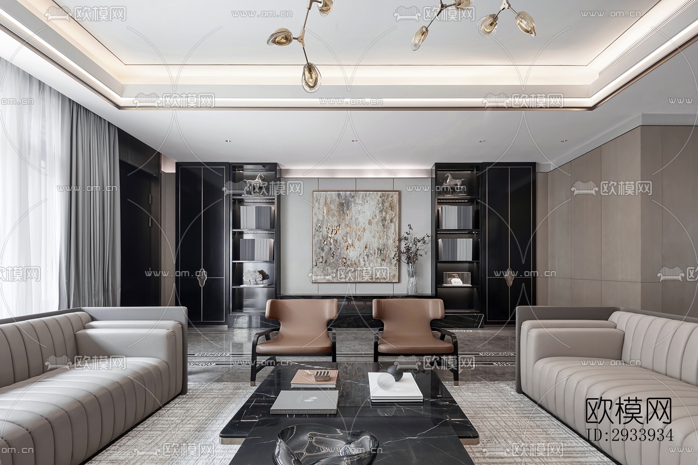 新中式别墅效果图下载（渲染图9）