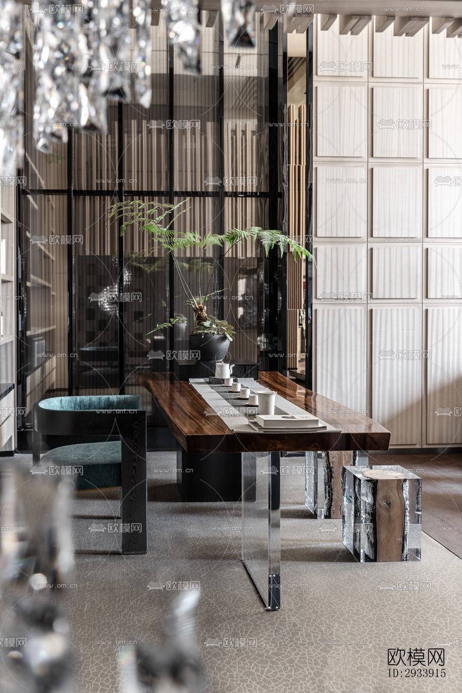 新中式别墅效果图下载（渲染图3）