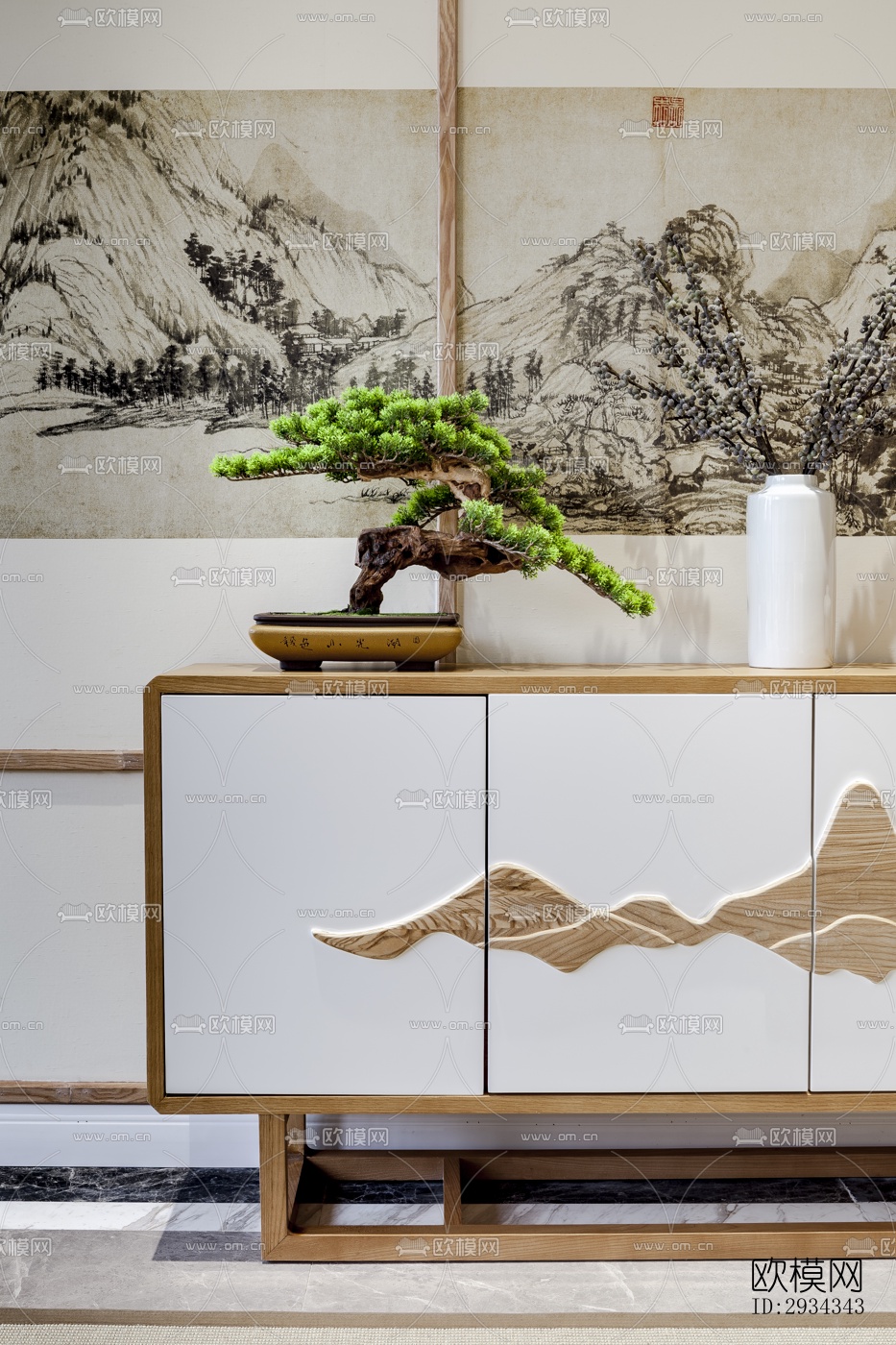 中式平层效果图下载（渲染图4）