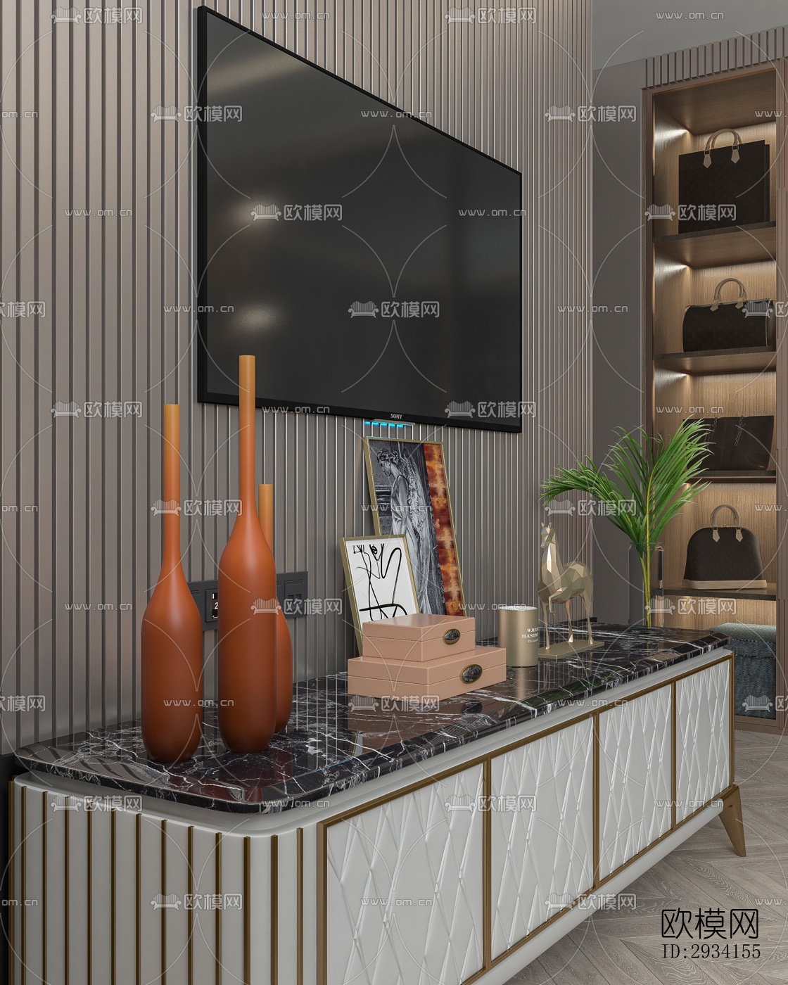 高级灰别墅效果图下载（渲染图14）