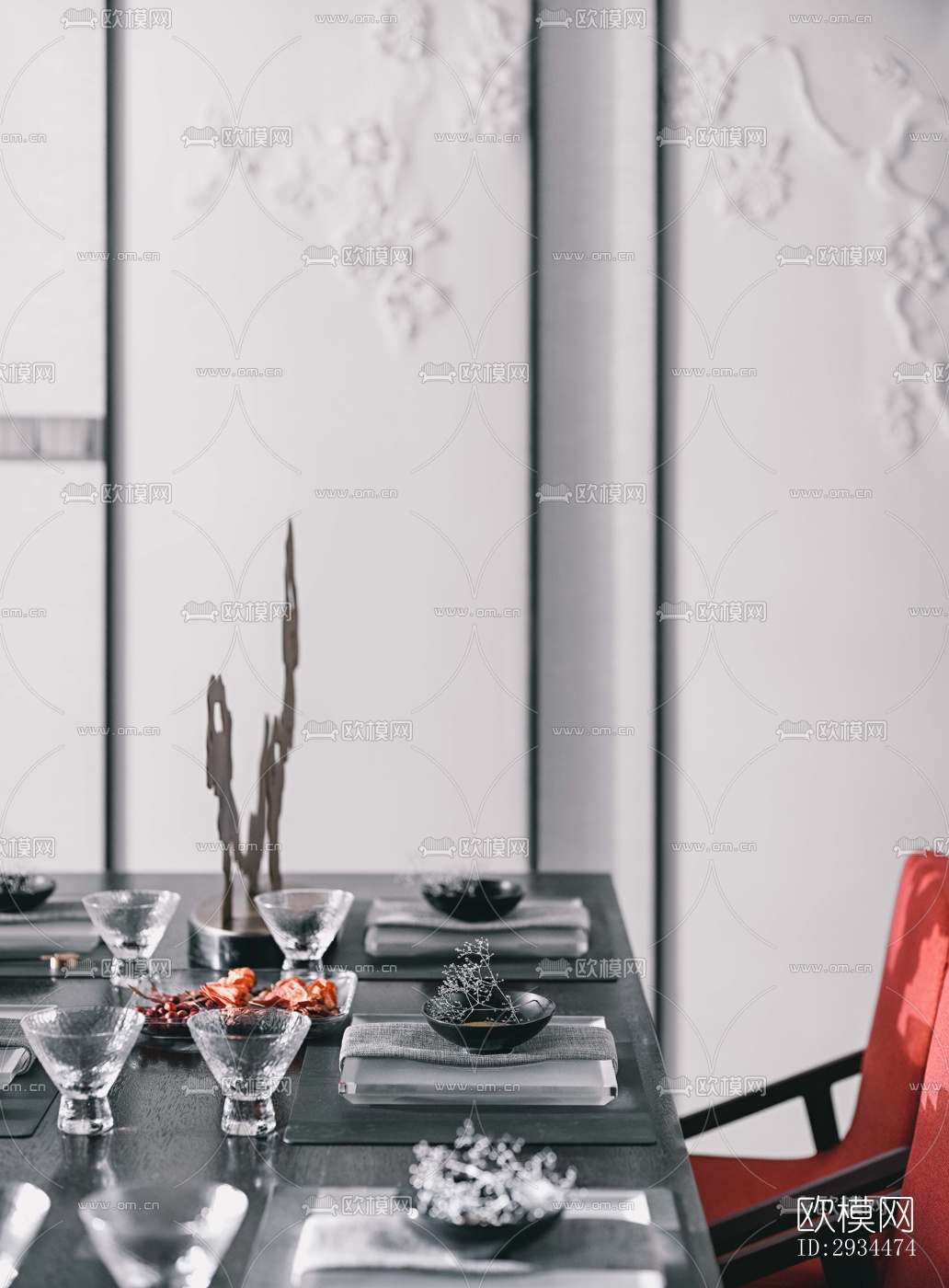 新中式平层效果图下载（渲染图5）