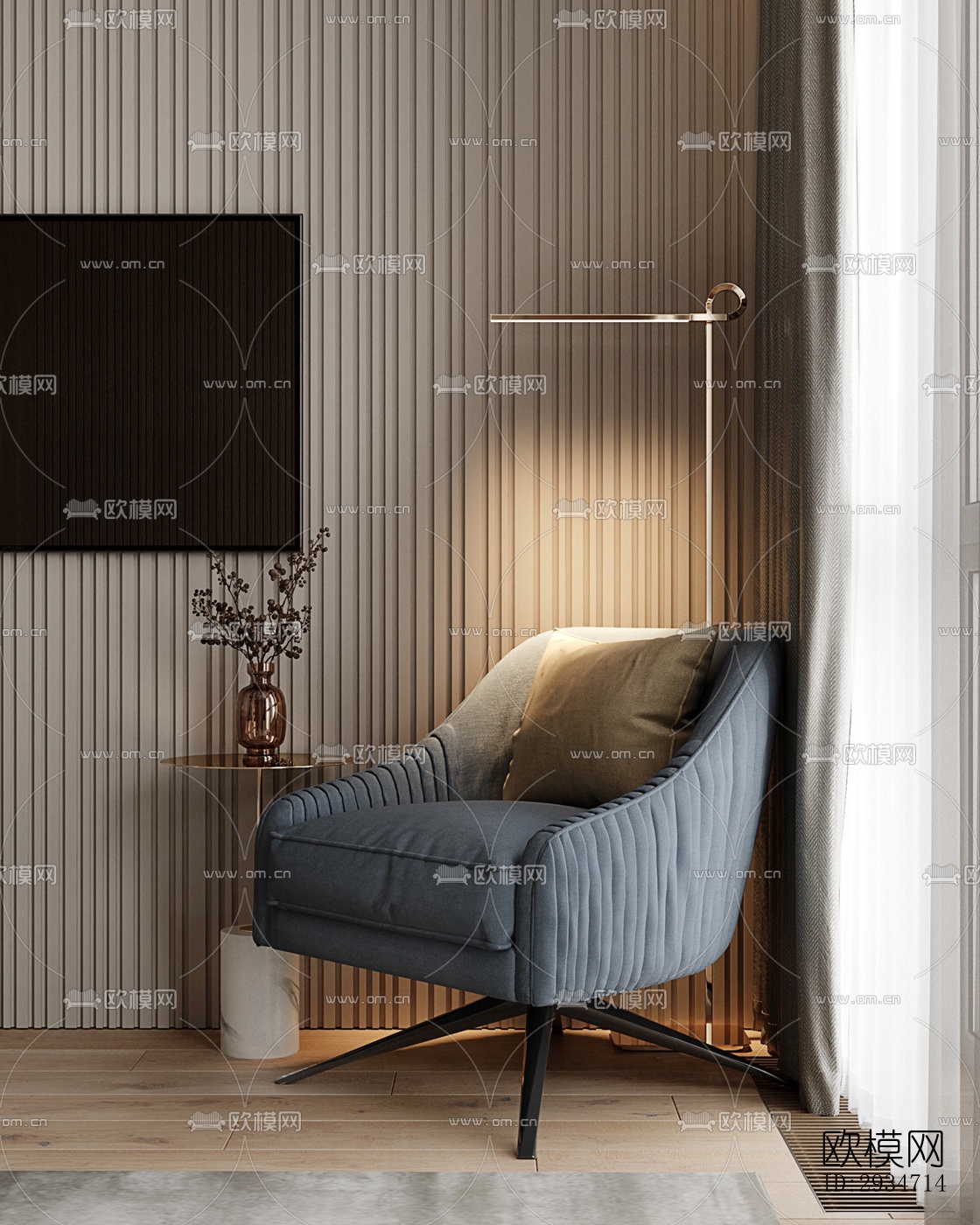 现代平层效果图下载（渲染图2）