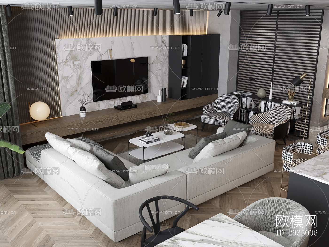 现代平层效果图下载（渲染图16）