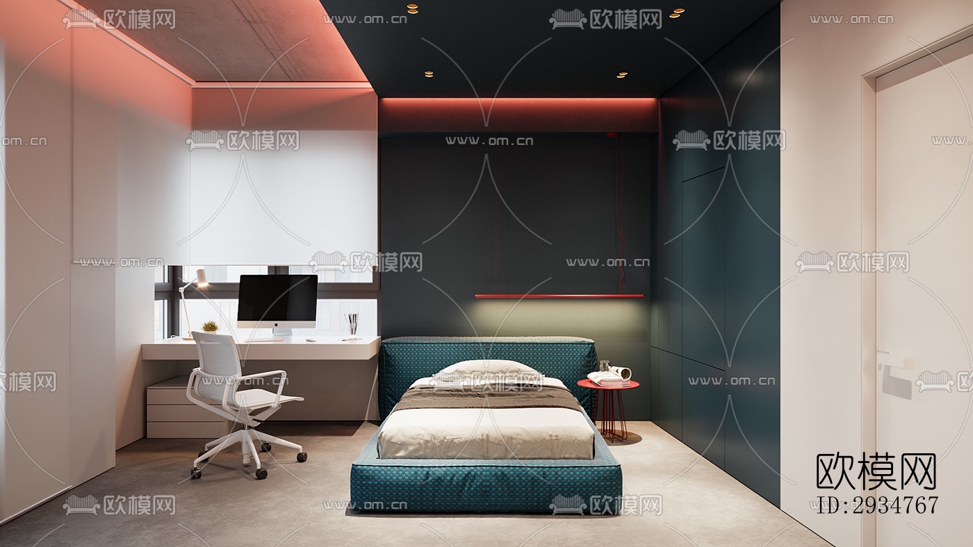 现代平层效果图下载（渲染图10）