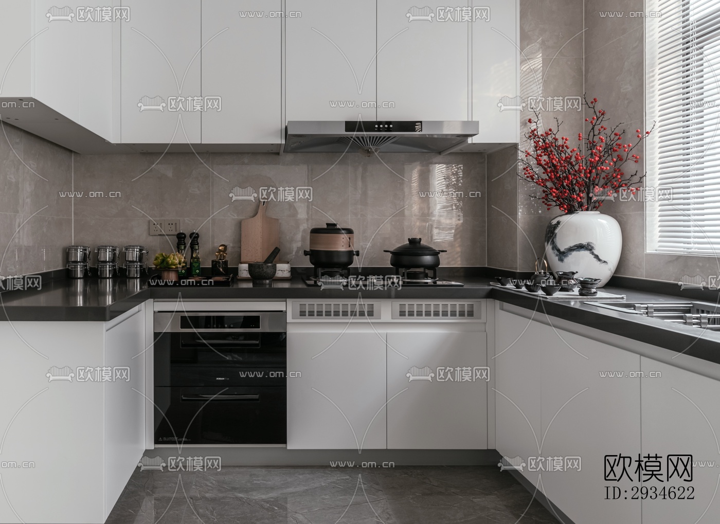 新中式平层效果图下载（渲染图9）